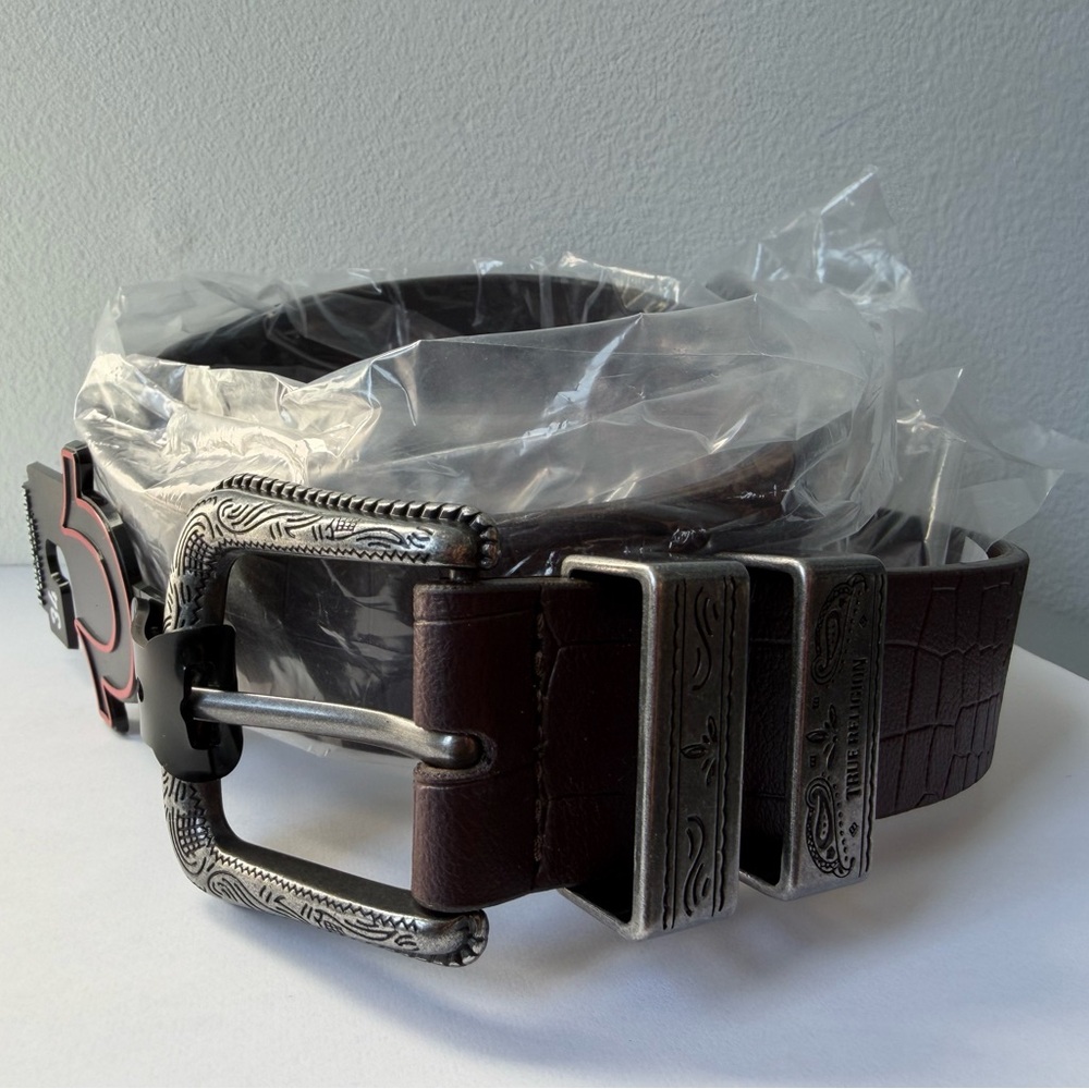 True Religion Brown Belt Bag with Silver Accents